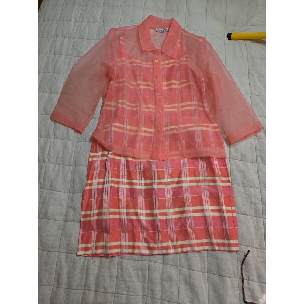 Vintage 90s Pink Size 11/12 Preppy Plaid Uptown Girl Clueless Coquette W/ Jacket